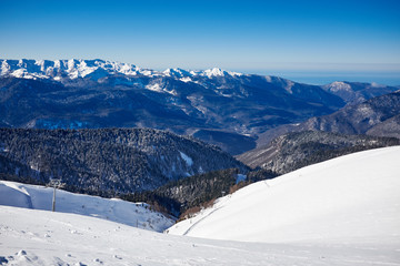 Fototapeta na wymiar Mountains ski resort Caucasus- nature and sport background .