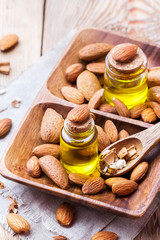 Natural sweet almond essential oil for beauty and spa