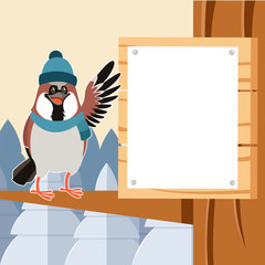 Happy Sparrow with Hat on the Tree flat background