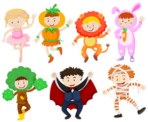 Many children in different costumes