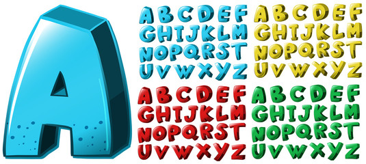 English alphabet font design in four colors © blueringmedia