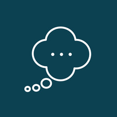 thin line speech, bubble, dialog box icon on blue background