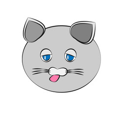 Cat face illustration. Tired cat
