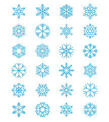 xmas, christmas simple snowflakes vector frosted signs isolated