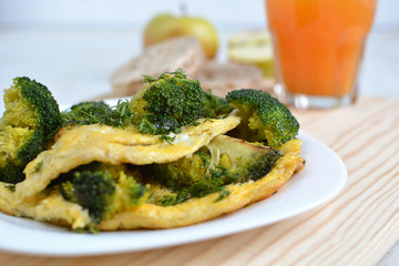 Diet and healthy omelet with broccoli