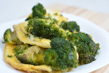 Diet and healthy omelet with broccoli