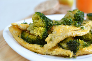 Diet and healthy omelet with broccoli