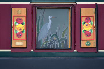 Longboat decoration, Macclesfield Canal, Cheshire, UK