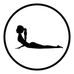 Girl practice stretch icon. Fitness person sport health and balance theme. Isolated design. Vector illustration