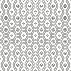 Seamless ornament. Modern geometric pattern with royal lilies. Black and white pattern