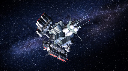 Raumschiff vor einem Sternenhimmel © pgottschalk