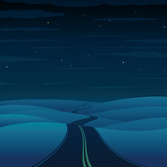 Night Highway. Vector Landscape