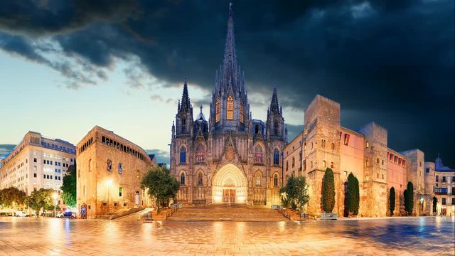 Barcelona - Cathedral, Barri Gothic Quarter, Time lapse