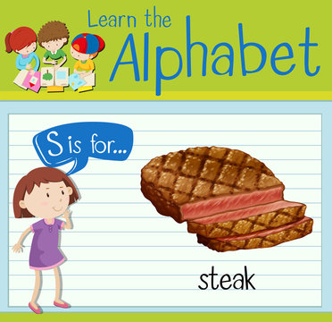 Flashcard letter S is for steak