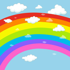 Fototapeta premium Background design with rainbow in blue sky