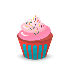 Sweet food chocolate creamy cupcake set isolated vector illustration