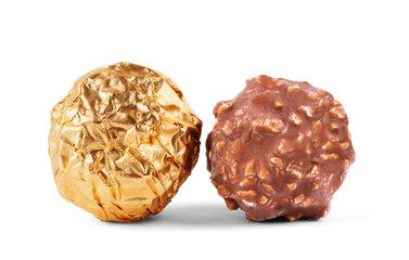 chocolate candy without the wrapper, near chocolate sweets on a