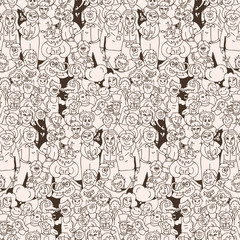 Seamless pattern of happy laughing people.