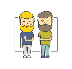 Isolated flat hipster men with beard using smartphone