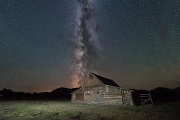Mormon Row under the  Milky Way Galaxy