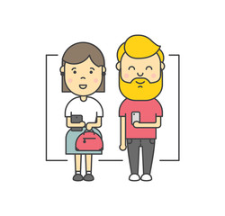 Cartoon illustration of young people