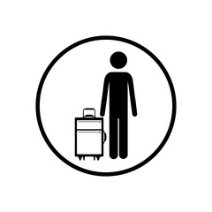 Pictogram passenger and baggage icon. Airport travel trip and tourism theme. Isolated design. Vector illustration