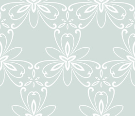 Fototapeta na wymiar Floral ornament. Seamless abstract classic pattern with flowers. Light blue and white pattern