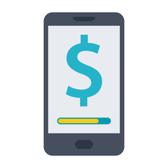 Concept for mobile banking and online payment with smartphone and dollar sign