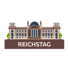 Travel to Germany. Reichstag. Vector flat illustration.