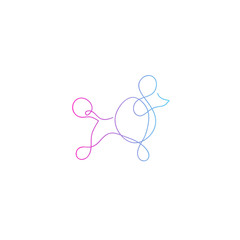 One line dog poodle design silhouette. Hand drawn minimalism style vector illustration