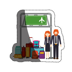 Passenger and baggage icon. Airport travel trip and tourism theme. Isolated design. Vector illustration