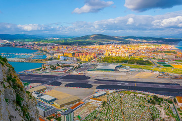 aerial view of the gibraltar airport from the great siege tunnels