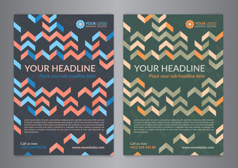 Set A5, A4 Business brochure flyer design layout template with zigzag pattern. Leaflet cover presentation, Modern Backgrounds. Vector illustration.