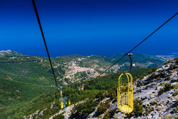 Cableway in Elba Island to monte Capanne
