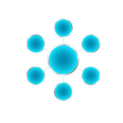 Vector illustration, communication. Circles in the metal frame of the United arrows.