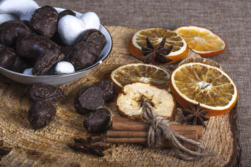 Christmas gingerbread cookies with chocolate