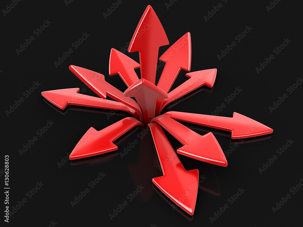 Poster 3d image of arrows in different directions. image with clipping path