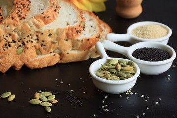 Whole wheat bread and sesame