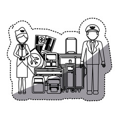 Stewardess and pilot icon. Airport travel trip and tourism theme. Isolated design. Vector illustration