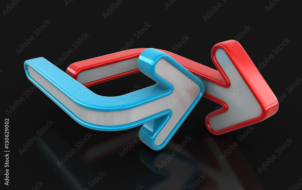 Poster 3d image of arrows in different directions. image with clipping path