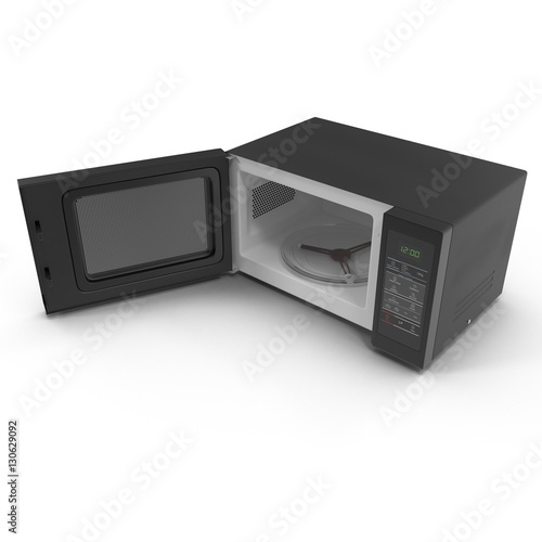 "Digital microwave on an white. Opened door. 3D illustration" Stock
