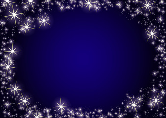 Fototapeta na wymiar Dark blue night stars background. Illustration on vector. Frame border card template for invitations card