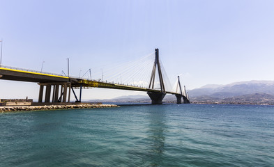 Obraz premium suspension bridge crossing Corinth Gulf strait, Greece.