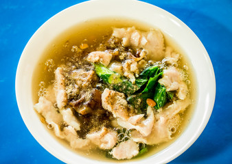 Fried noodle with pork or Radna, Thai food