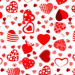 Variety red heart pattern on white background