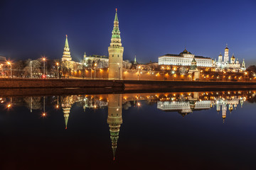 Panorama of the Moscow Kremlin in the early morning, Russia