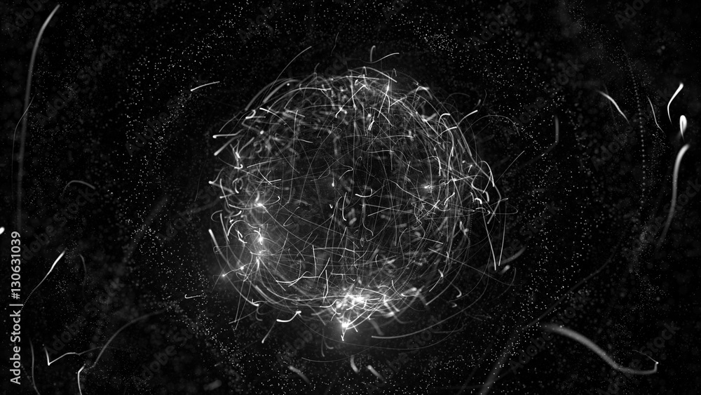 Aufkleber abstract particle background with sphere shapes that have been heavily deformed by noise displacemen