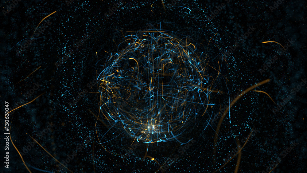 Aufkleber abstract particle background with sphere shapes that have been heavily deformed by noise displacemen