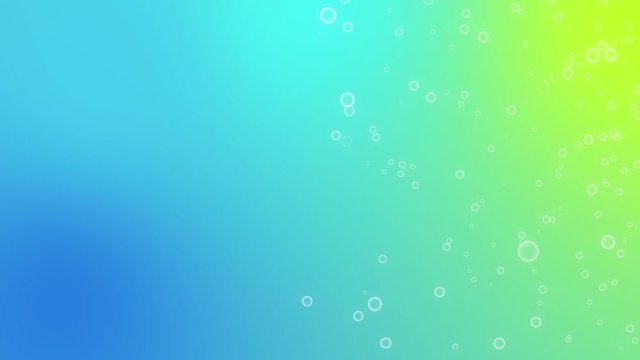 Flickering  Bubbles sparkling Particles random motion abstract background on colorful deep blue cyan and yellow gradient color seamless loop animation random motion.