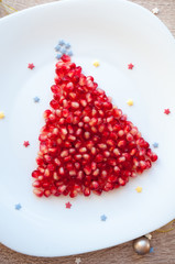 Fruit Christmas tree - dessert food recipe idea for children party, healthy eating concept